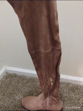 Tall Brown Cream Velvet Like  Boots